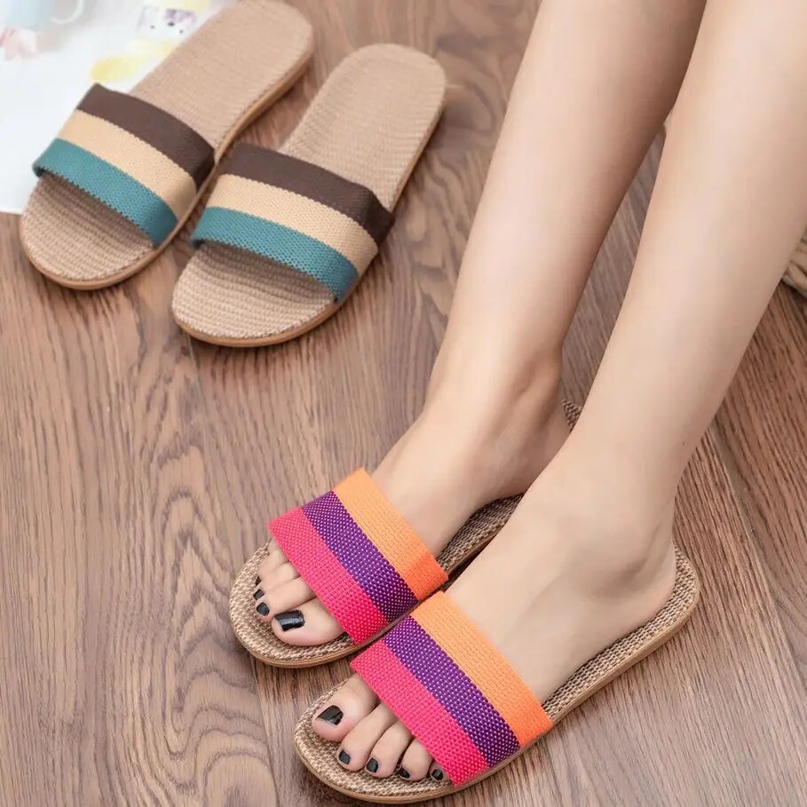 Women Shoes Zara - Zomer Linnen Dames Slippers Platte Sandalen