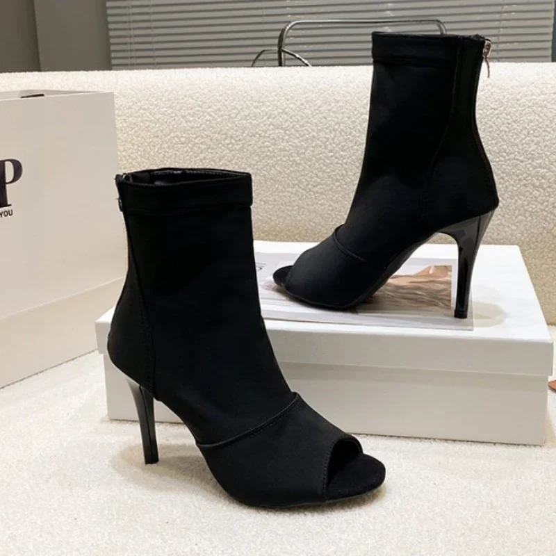 Sock Boot Women - 2025 Dames Ballroom Latin Dansschoenen Zwarte