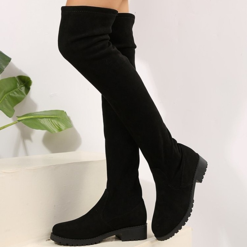 Sock Boot Women - Dames Overknee Laarzen, Dijhoge Stretch Suède-achtige
