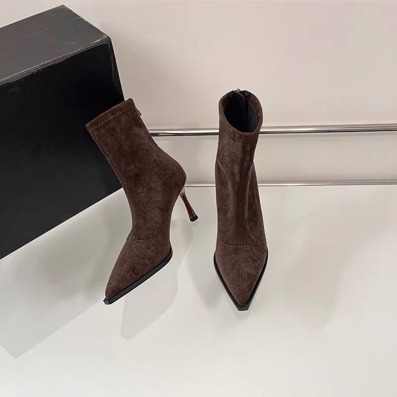 Sock Boot Women - Puntige dames enkellaarsjes met hoge hak