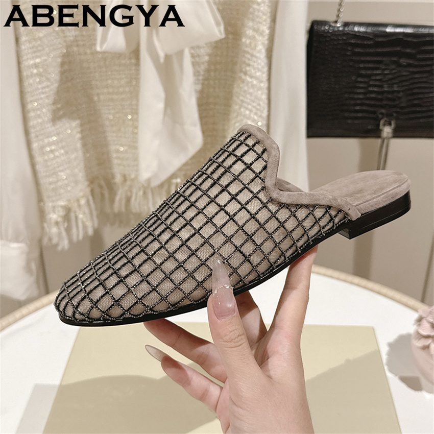Loafer Flat Women - Glanzende kant mesh ronde teen platte