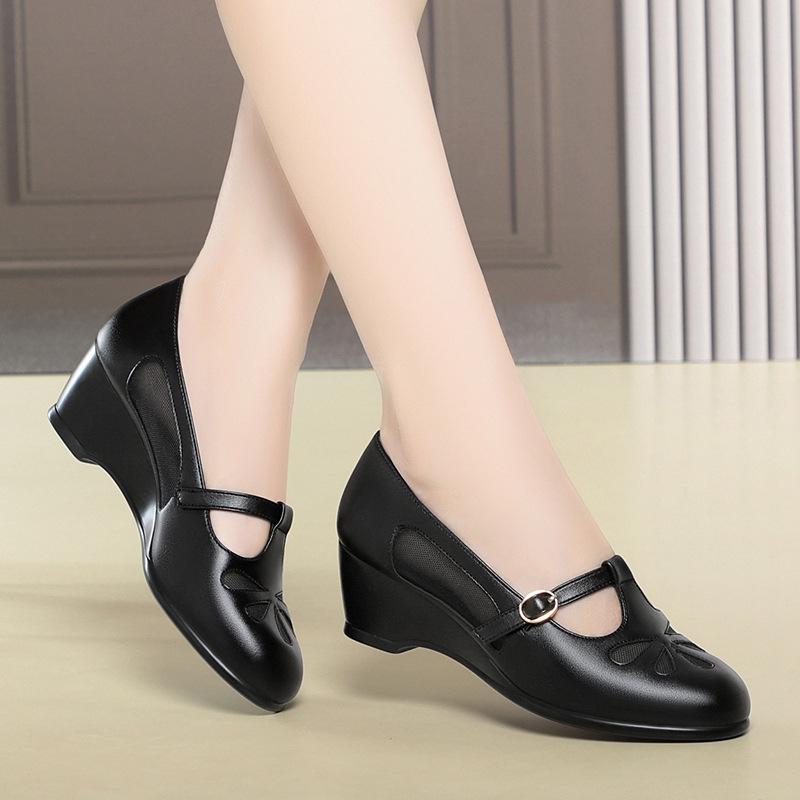 Women Shoes Wedges - Vrouwen van middelbare leeftijd Zomer Mesh