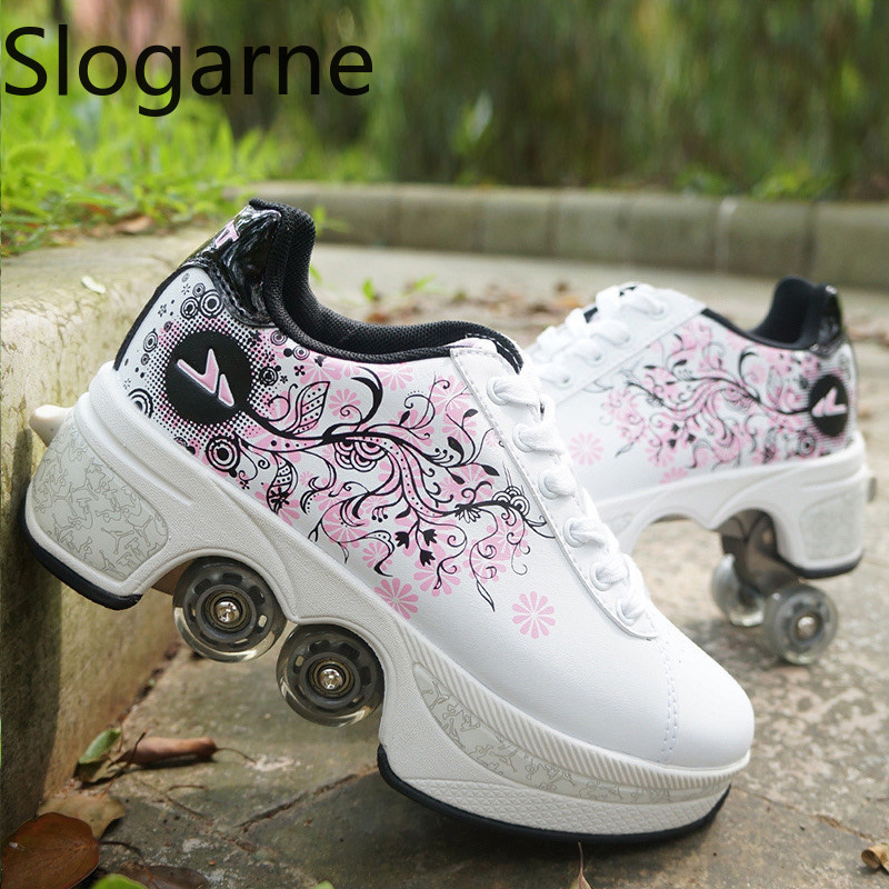 Women Shoes Sneakers - Vrouwen 4-wielen Vervorming Rolschaatsen Schoenen Mannen