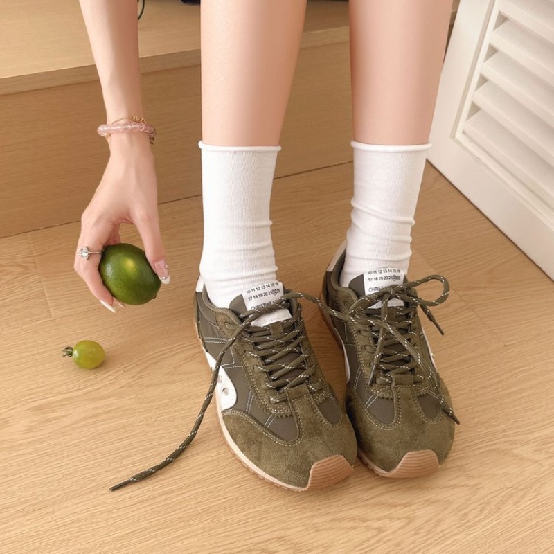 Women Shoes Sneakers - Retro kleurbloksneakers Dames Zachte platte hardloopschoenen