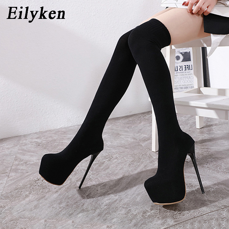 Sock Boot Women - Eilyken Mode Platform Stretchstof Over De