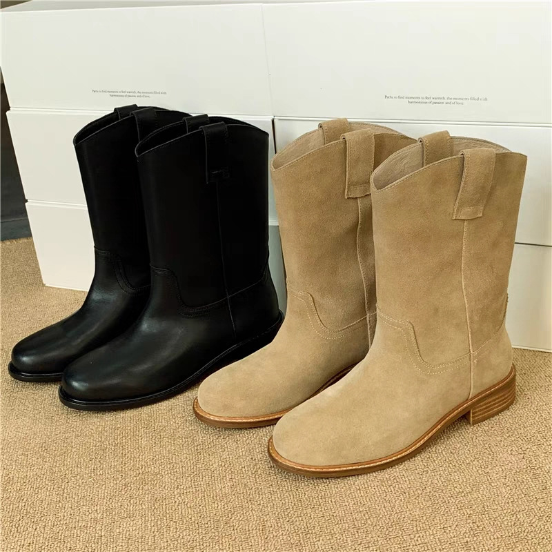 Sock Boot Women - Korte laarzen retro ronde neus platte