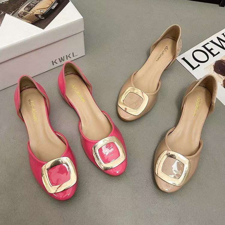Pointed Toe Flat - Mode-vormige platte schoenen met vierkante gesp