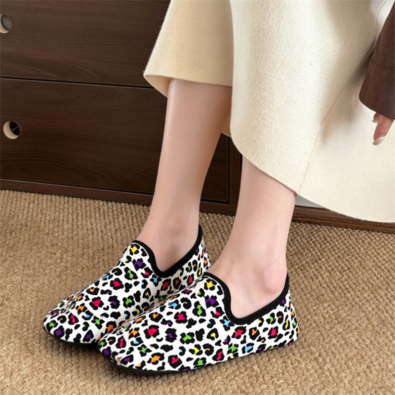 Loafer Flat Women - Winter katoenen schoenen dames luipaardprint warme