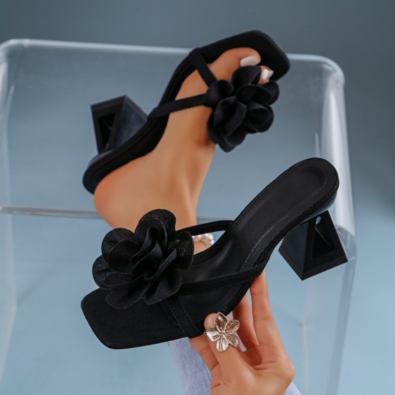 Women Shoes Formal - Womens 3D Bloem Decor Sandalen Driehoekige