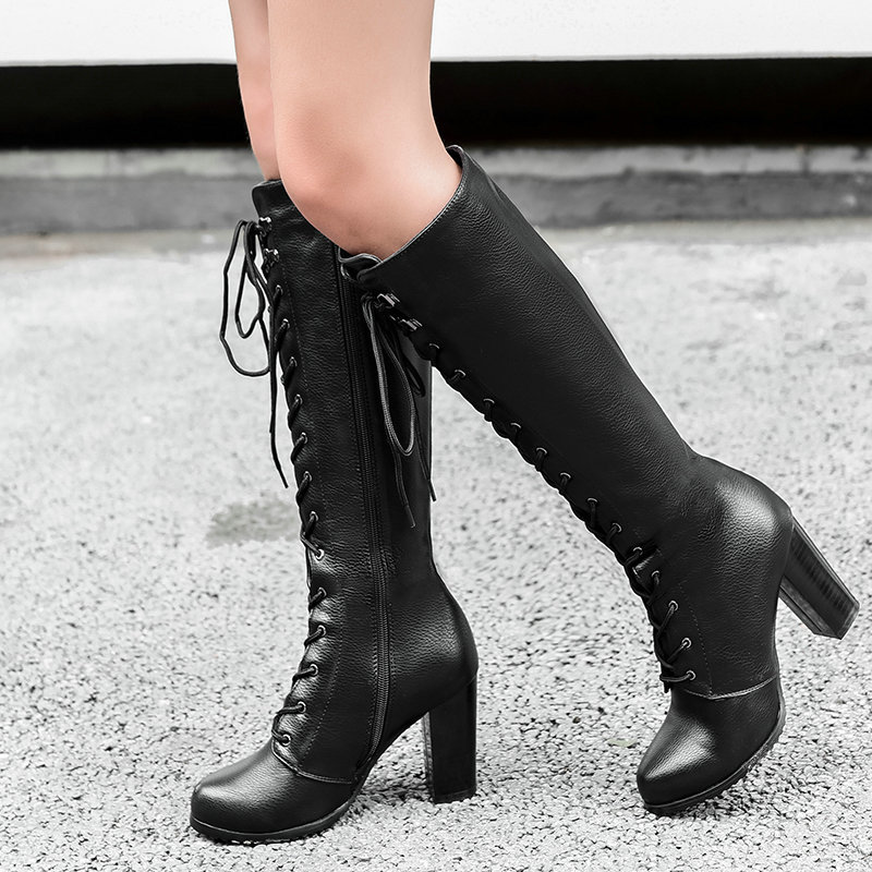 Sock Boot Women - Dameslaarzen Dikke hoge hakken Winter Nieuw