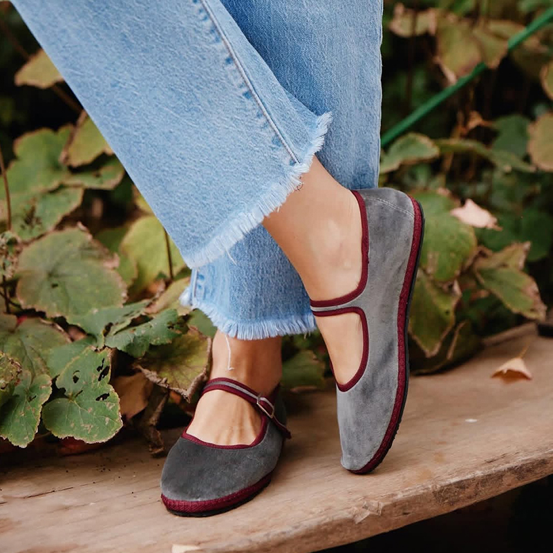 Women Shoes Jeans - Grijze Mary Jeans Flats Schoenen Dames