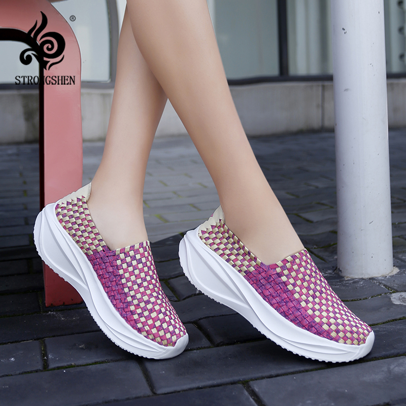Loafer Flat Women - Vrouwen Geweven Schoenen Loafers Platform Handgemaakte