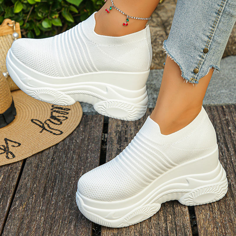 Dames gebreide witte dikke sne - Platform Sneakers Chunky recensie en prijs