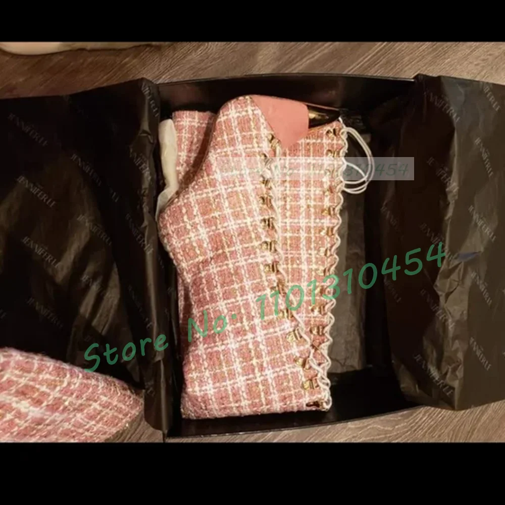 Roze Geruite Holle Hoge Laarze - Sock Boot Women recensie en prijs