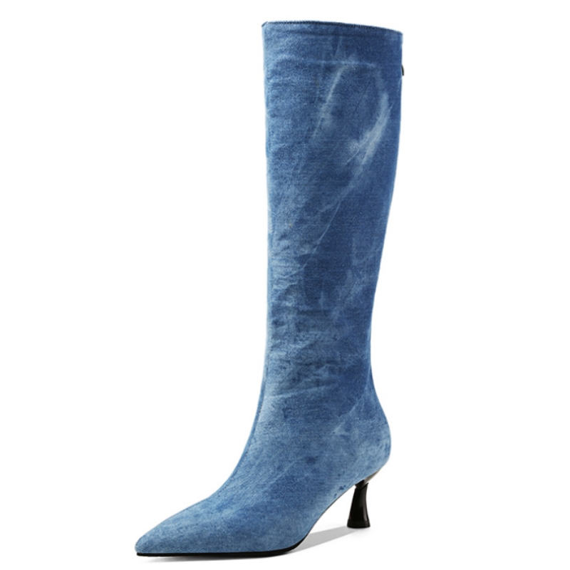 Blauwe Jeans Kniehoge Laarzen  - Women Shoes Jeans recensie en prijs
