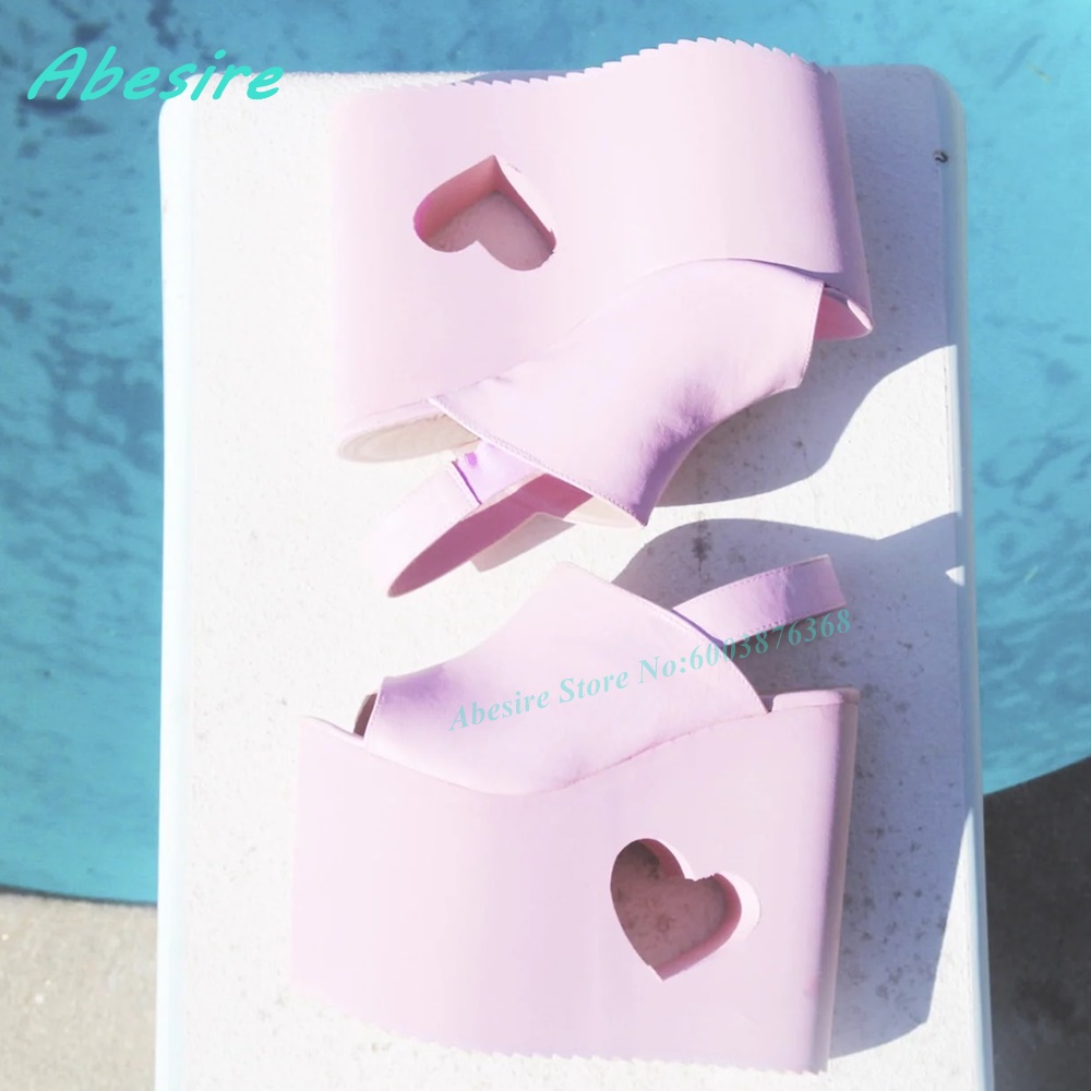 Roze Hart Uitsparing Wedge Pla - Women'S Shoes Y2K recensie en prijs