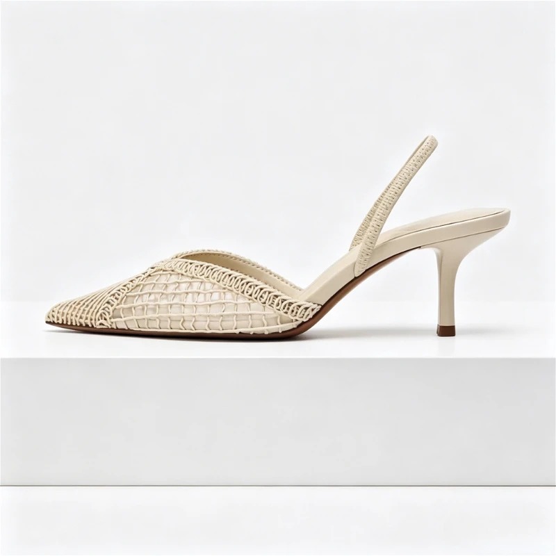 Mesh geweven sandalen met hakk - Women Shoes Brand recensie en prijs